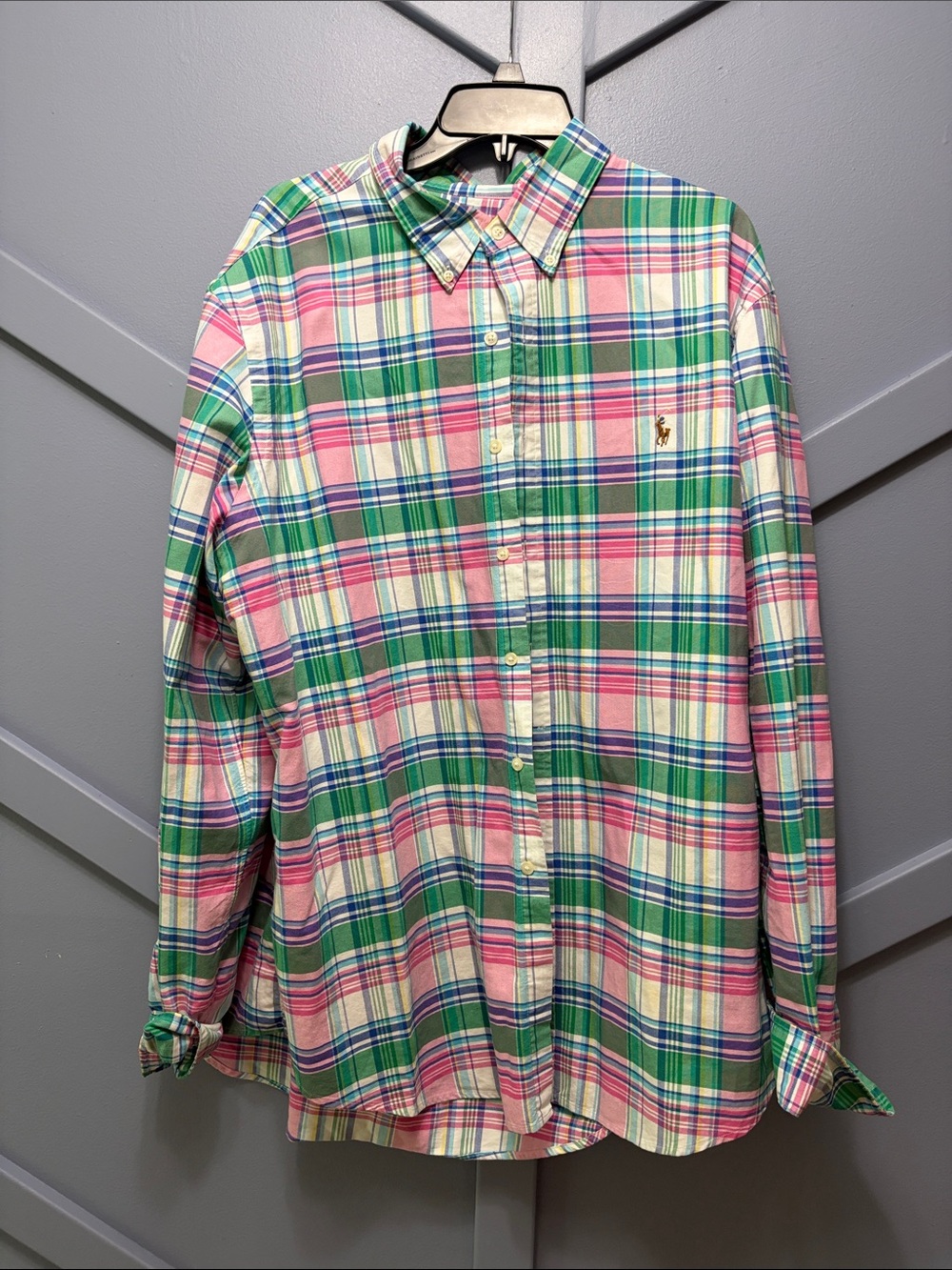 Polo by Ralph Lauren Pink, Green & Blue Plaid Button-Down Shirt